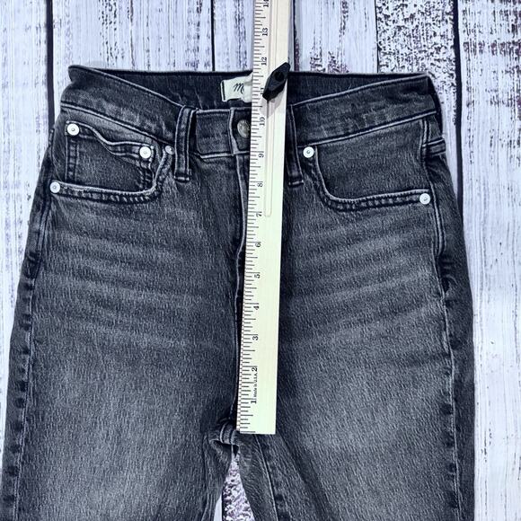Madewell Perfect Vintage Jeans 25 Black High Rise Crop Straight Distressed - Picture 4 of 8